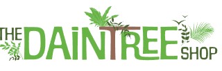 Logo saying 'THE DAINTREE SHOP' with tree and leaf graphics incorporated in the letters.